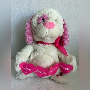 Charming Musical Plush Dog Toy with Pink and White Accents